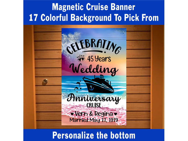 magnetic cruise Ship door decoration banner, personalized anniversary cruise magnet sign, stateroom cabin door banner, cruising partners