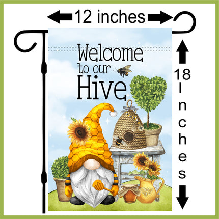 Gnome Garden Flag, Spring Yard Sign, Summer Gnome Yard Sign, Outdoor Welcome Garden Flag