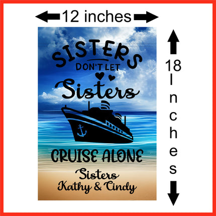 Magnetic Cruise Ship Door Decoration, Personalized Sisters Don't Let Sisters Cruise Alone banner decor,  besties Gift, Stateroom sign, Trip