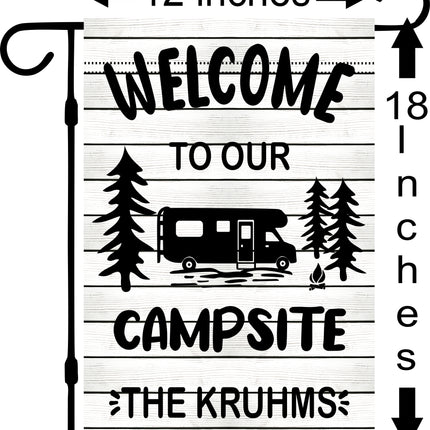 Camper Flag, Welcome to our campsite garden flag, camper outdoor decor, Personalized camp sign, Camper Essentials, Camping Gift, RV Decor