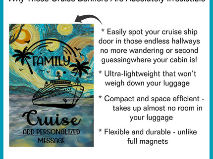magnetic cruise Ship door decoration banner, Starry Night cruising door magnet sign, personalized custom stateroom door decoration