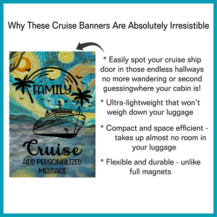 magnetic cruise Ship door decoration banner, Starry Night cruising door magnet sign, personalized custom stateroom door decoration