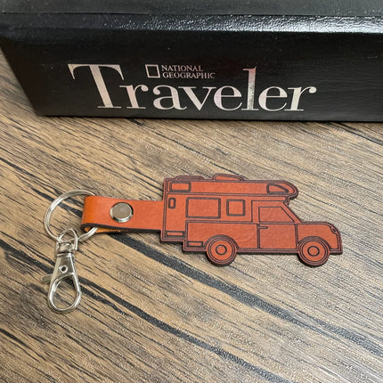 Truck Trailer camper leather keychain