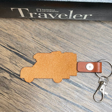 Truck Trailer camper leather keychain