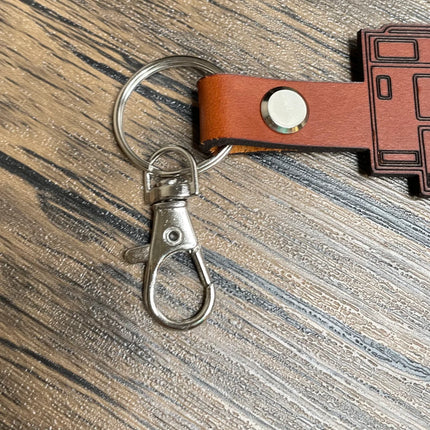 Truck Trailer camper leather keychain
