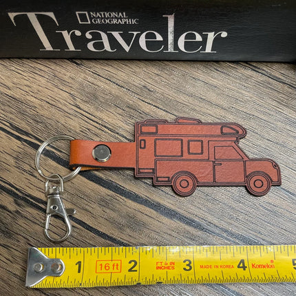 Truck Trailer camper leather keychain