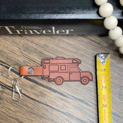 Truck Trailer camper leather keychain