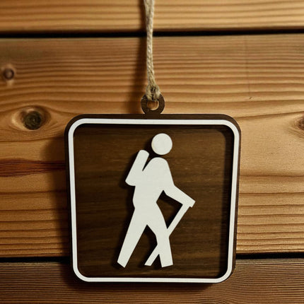 Hiker Ornament, National Park Trail Sign, Gift For Female, Outdoor Adventure, Christmas Tree Decor, Personalized Gift Keepsake