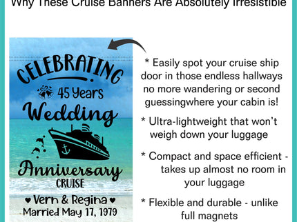 magnetic cruise Ship door decoration banner, personalized anniversary cruise magnet sign, stateroom cabin door banner, cruising partners