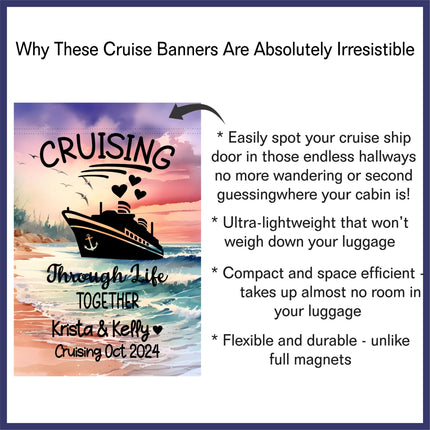 Magnetic Cruise Ship Door decoration, Funny Stateroom Banner Decor, Personalized Sign Gift for Cruisers, cruising through life together