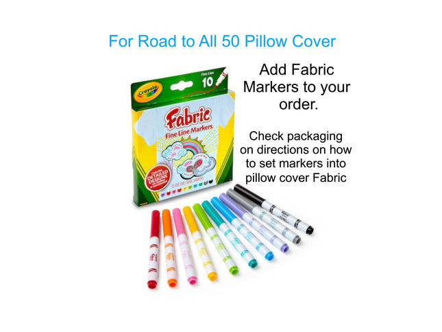 Fabric markers for Road to All 50 Pillow Cover
