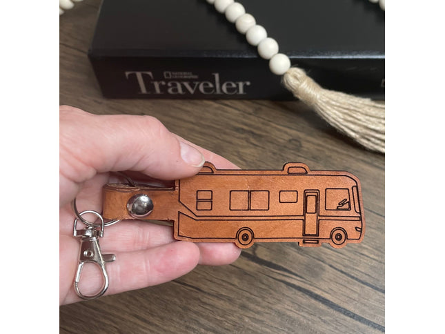 RV Motorhome leather keychain