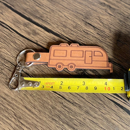 Travel Trailer leather keychain