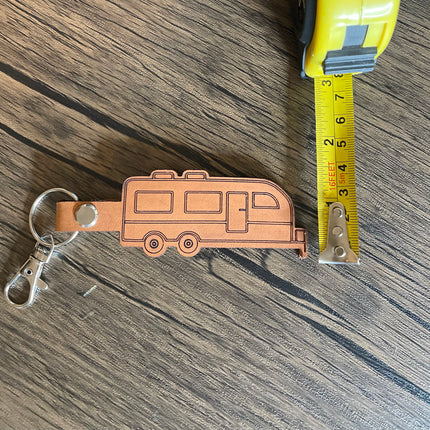 Travel Trailer leather keychain