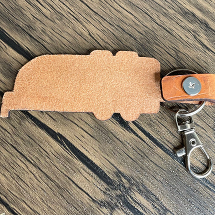 Travel Trailer leather keychain