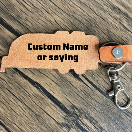 Travel Trailer leather keychain