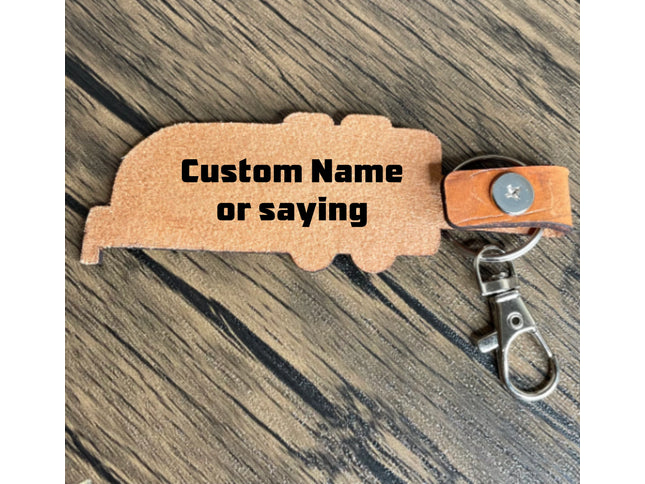 Travel Trailer leather keychain