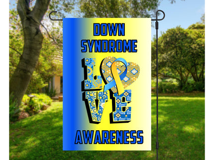Down Syndrome Awareness, October Down Syndrome awareness month,  Down Syndrome Sign, t21, Chromosome, Down Syndrome Garden Flag, garden flag