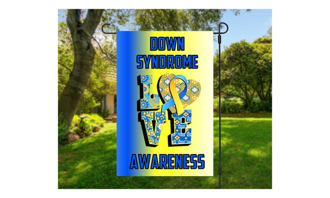 Down Syndrome Awareness, October Down Syndrome awareness month,  Down Syndrome Sign, t21, Chromosome, Down Syndrome Garden Flag, garden flag