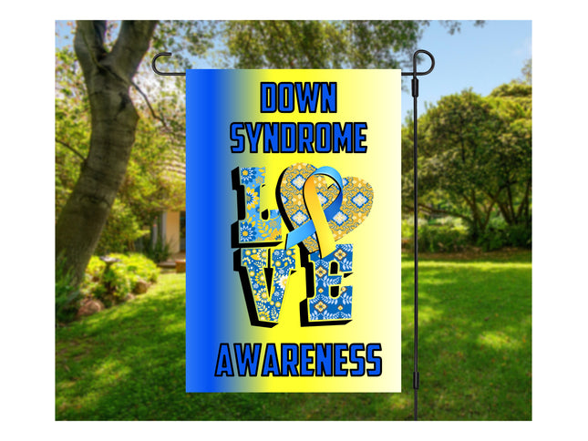 Down Syndrome Awareness, October Down Syndrome awareness month,  Down Syndrome Sign, t21, Chromosome, Down Syndrome Garden Flag, garden flag
