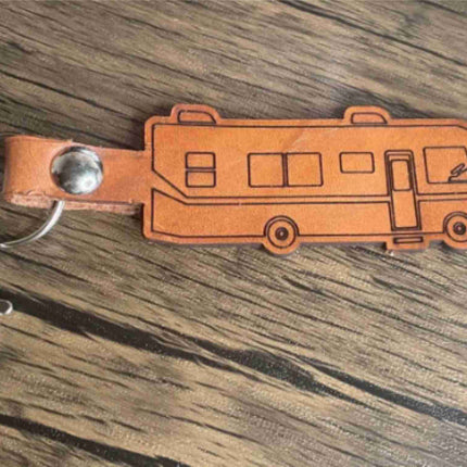 RV Motorhome leather keychain