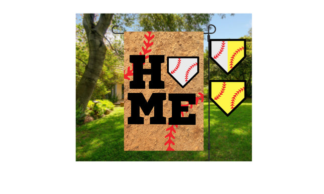 Softball family, baseball family, softball and baseball family, home  plate decoration, softball sign, softball flag, softball yard decoration, baseball flag, baseball yard sign, baseball yard decoration, if not home we are at the ball field